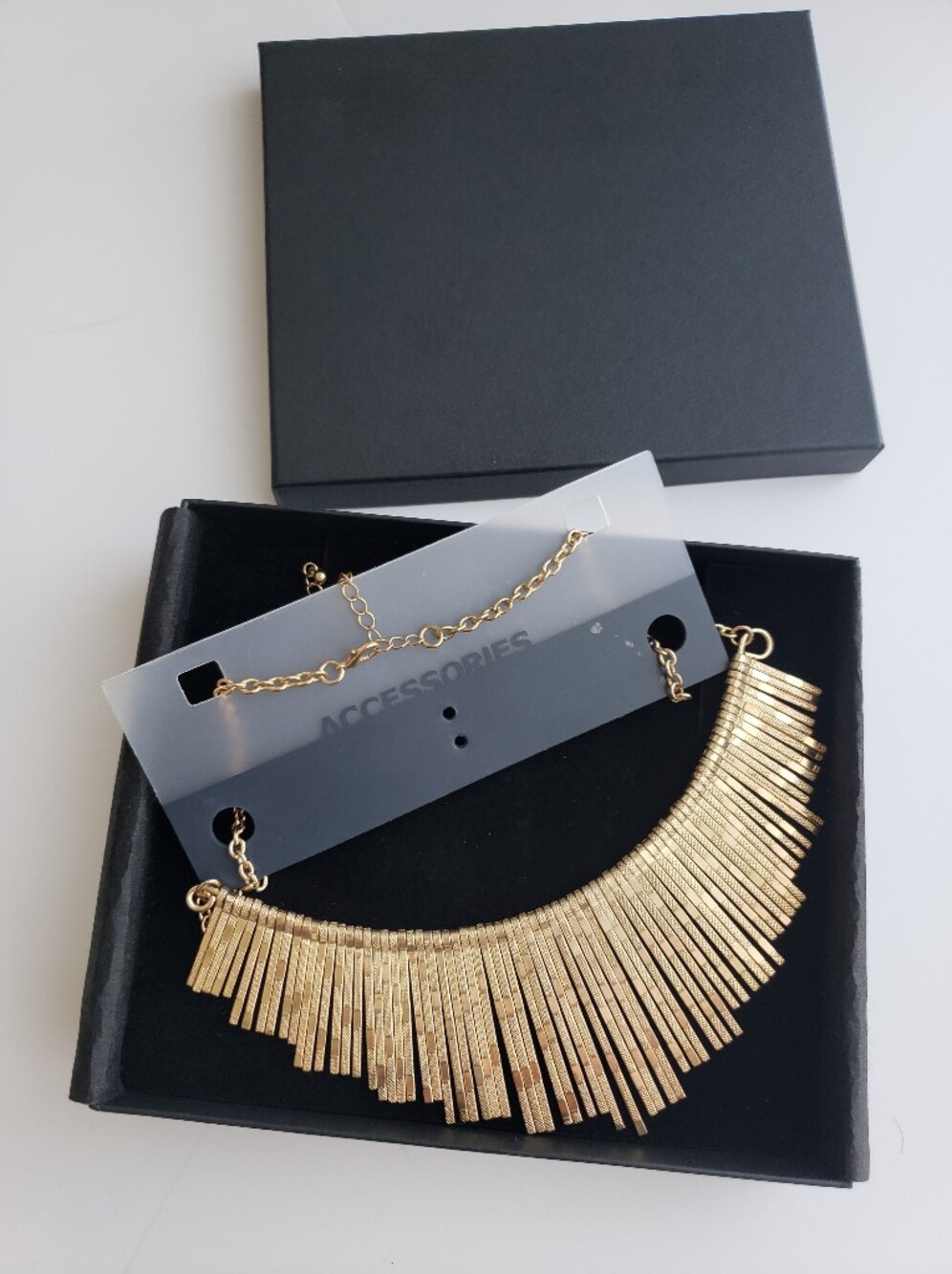 Gold Fringe Statement Necklace